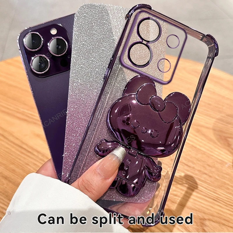 Rabbit Mirror Stand Four-Corner Anti-Shock Plating Phone Case