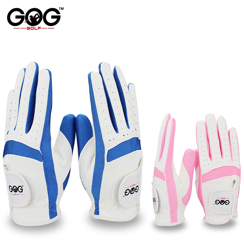 Pack 1 Pair Golf Gloves Blue Pink Left Hand Right Hand Kids Microfiber Cloth Breathable Anti-Slipping Gloves Golf Supplies 3