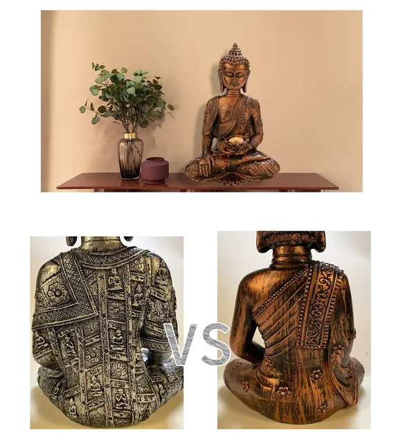 Statuetta Buddha Con Portacandela - Decorazione Zen Feng Shui, 31 Cm, Per Interni Casa O Ufficio - Foto 9