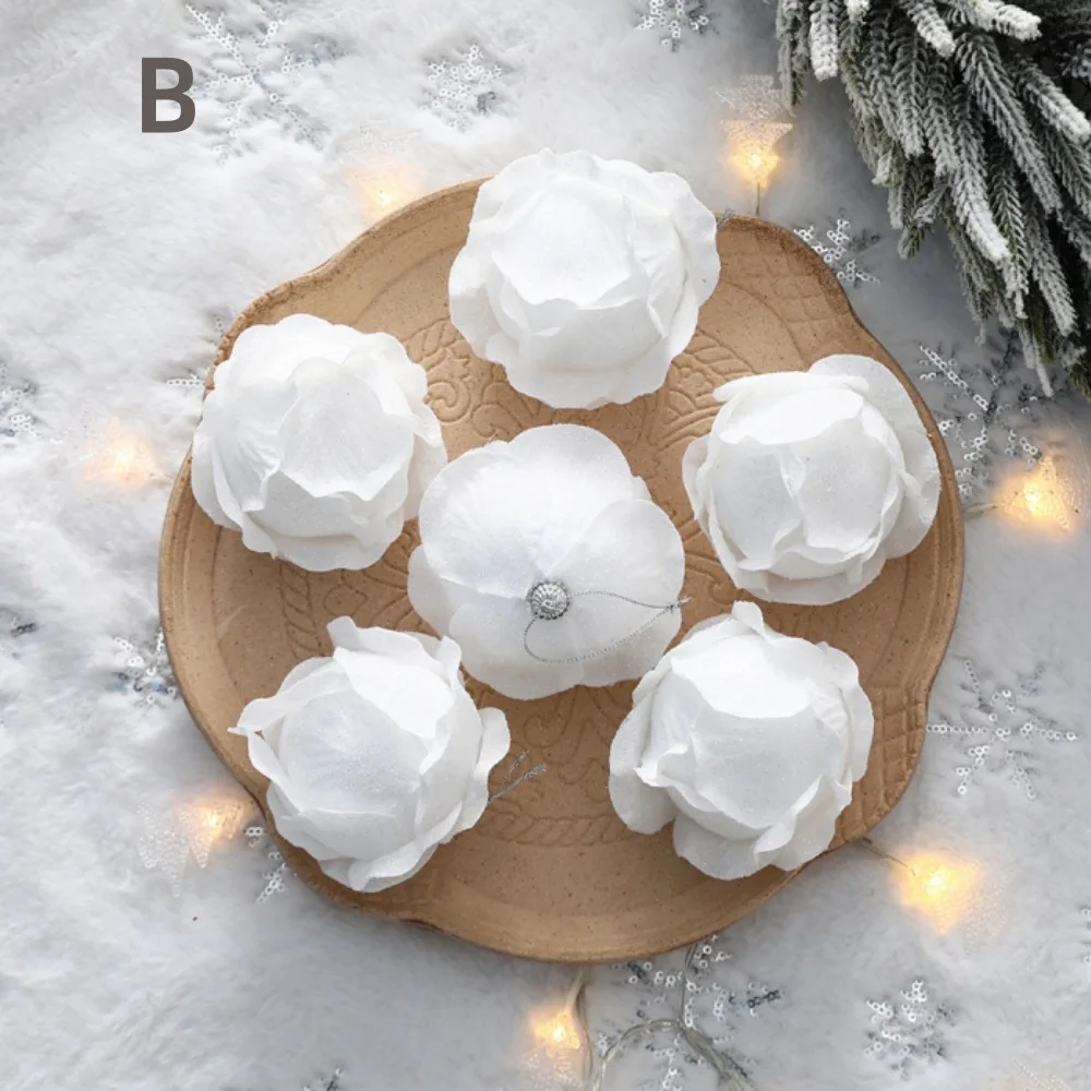 3PCS 8CM Christmas Tree Decoration Pendant Christmas Ball White Flower Petal Glitter Foam Ball Decoration Xmas Ornament christmas tree ornaments