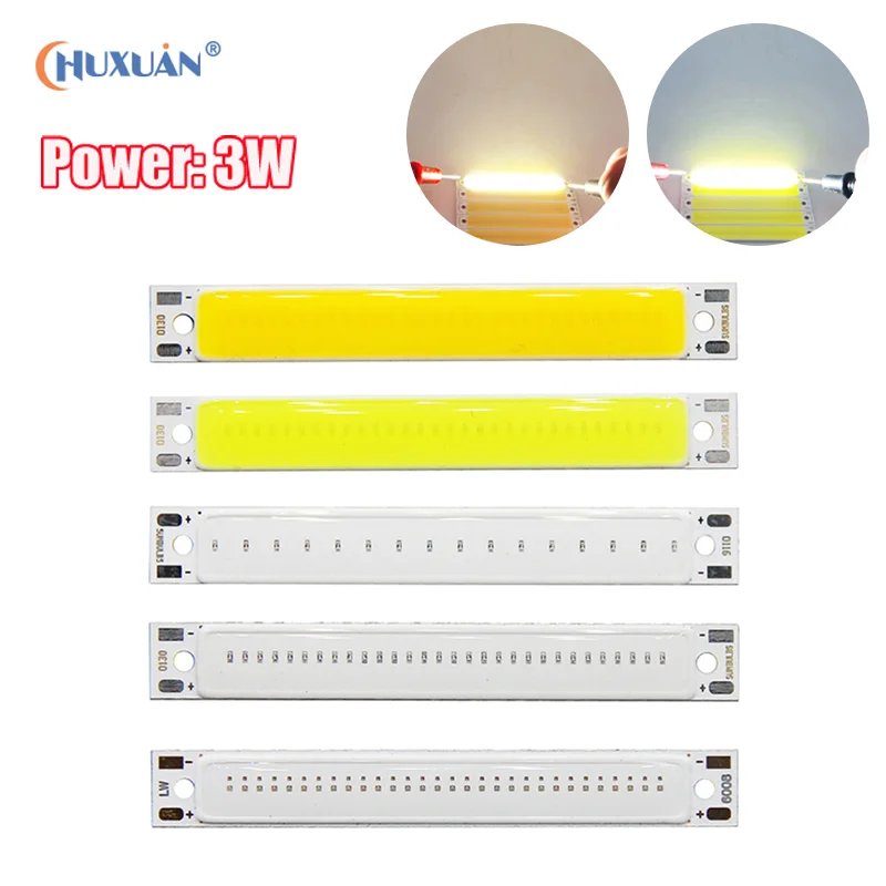 

3V 3.7V DC 60mm 8mm LED COB Strip 3W Warm White/Cold White COB LED Light Source High Brightness LED Light For Bicycle Work Lamp