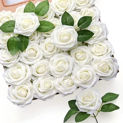 Elegant Artificial Foam Roses - Perfect for Weddings, Bouquets, and Festive Decorations (White)