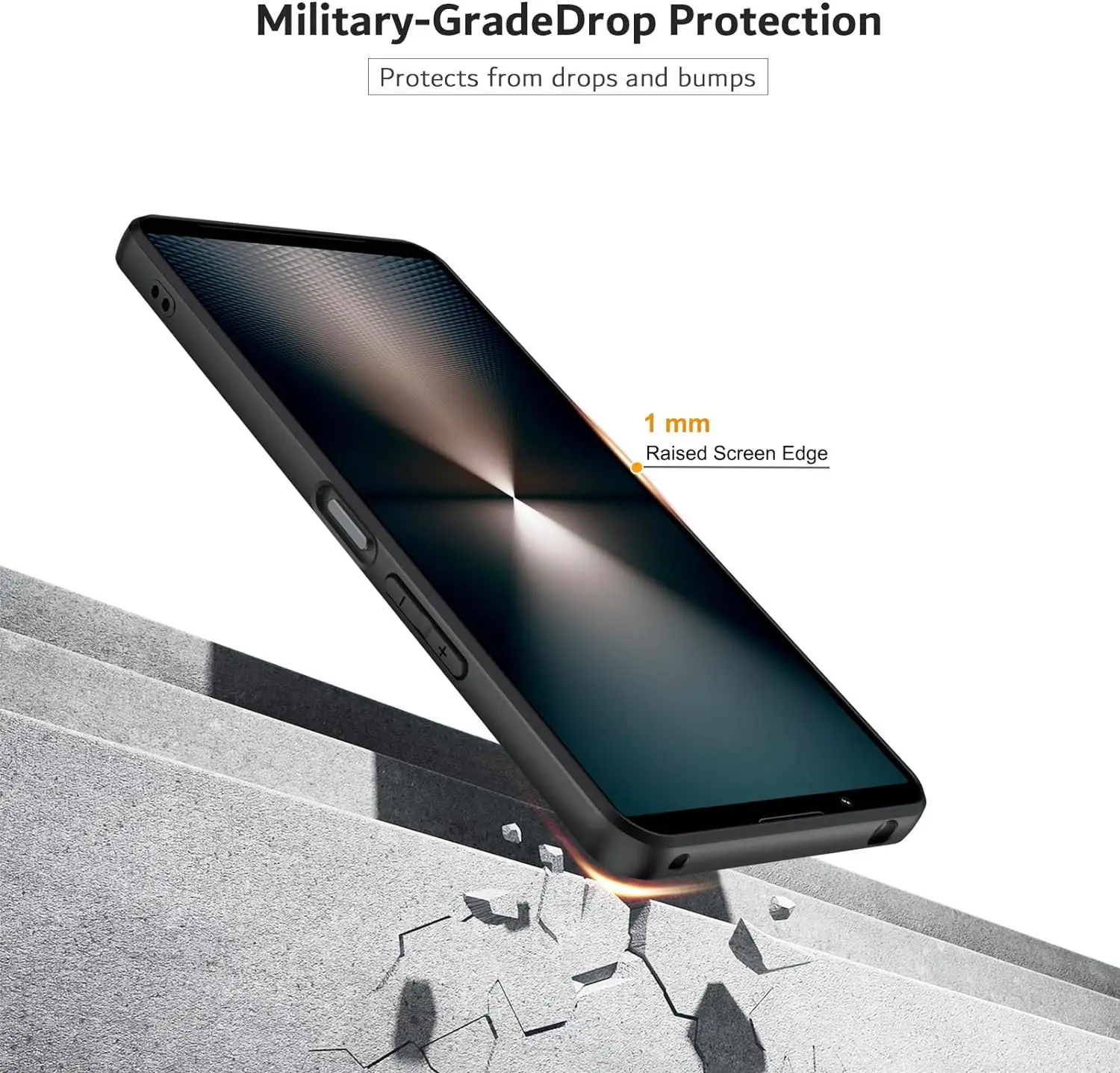 Black Matte Shockproof Kickstand Ring Holder Case - Soft TPU Cover