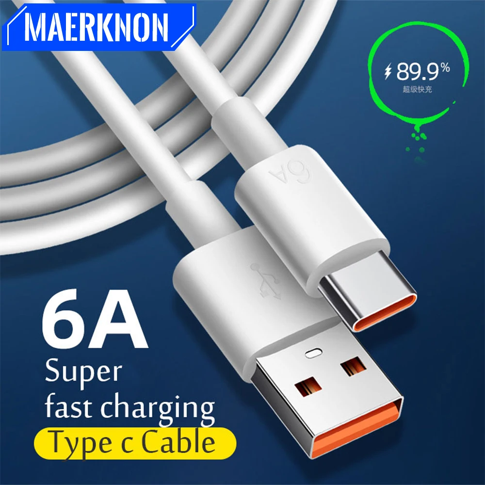 

6A USB Type C Super Fast Charge Cable For Realme Huawei P60 Pro 66W Fast Charging Wire USB C Charger Data Cord For Xiaomi poco