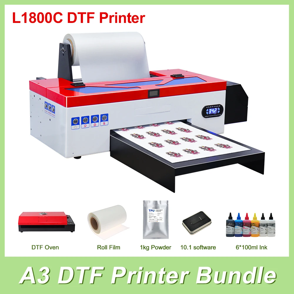 

DTF Printer A3 T-Shirt Printing Machine For Epson L1800 DTF Impressora Heat Transfer Film Direct Transfer DTF Printer with Oven