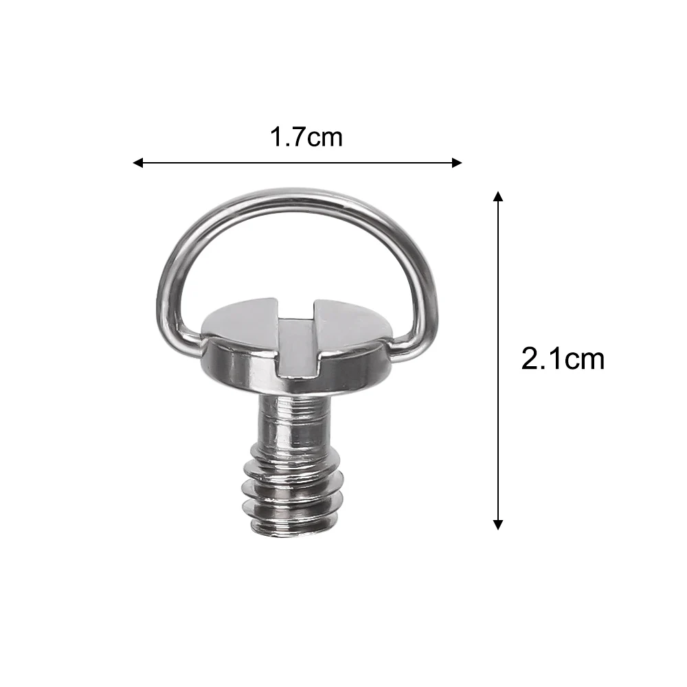 20/1Pcs 1/4 D-Ring Stainless Steel Camera Fixing Screws for Camera Tripod D Shaft Quick Release Plate Mounting Screw 17mm Length