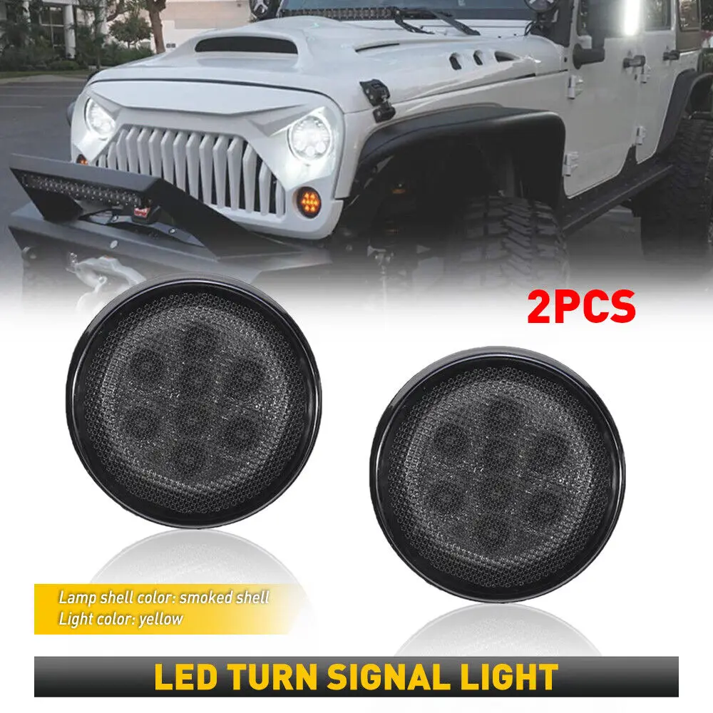 

Фары указателя поворота передние светодиодные, желтые, копченые, для Jeep Wrangler Jk 2007-18