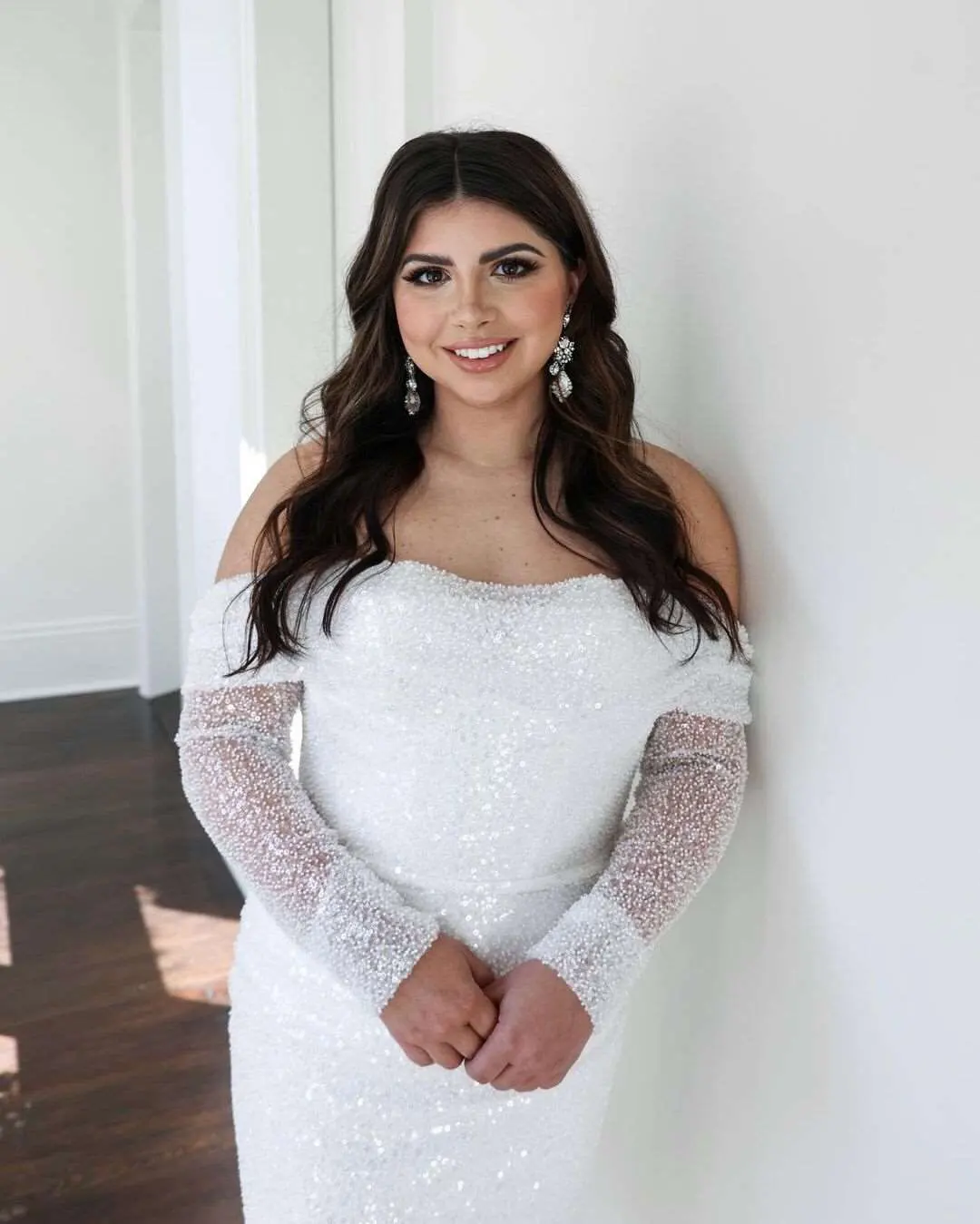 Beaded trumpet wedding dress photo review