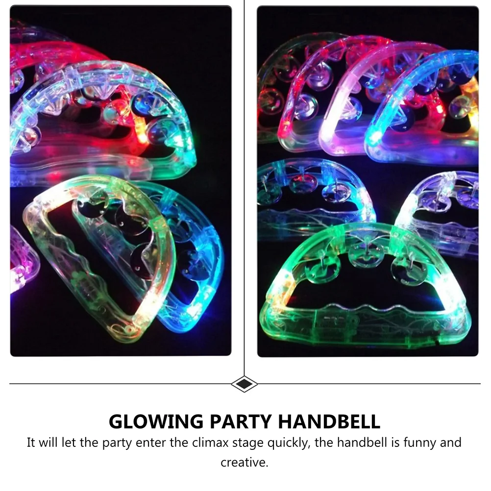 4 Pcs Colorful Hand Bells Tambourin Musical Instrument Led Tambourine Lights Child Panderos Miniature Luminous Rattle Props