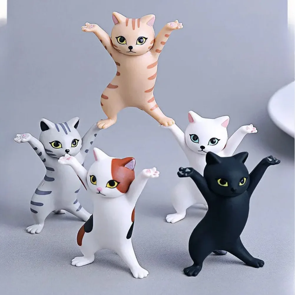 Office Supplies Set Kawaii Cats Pen Holder Funny Cat Doll Ornaments Plastic Crafts Earphone Support for Room Office Desk Home Decoration Accessories