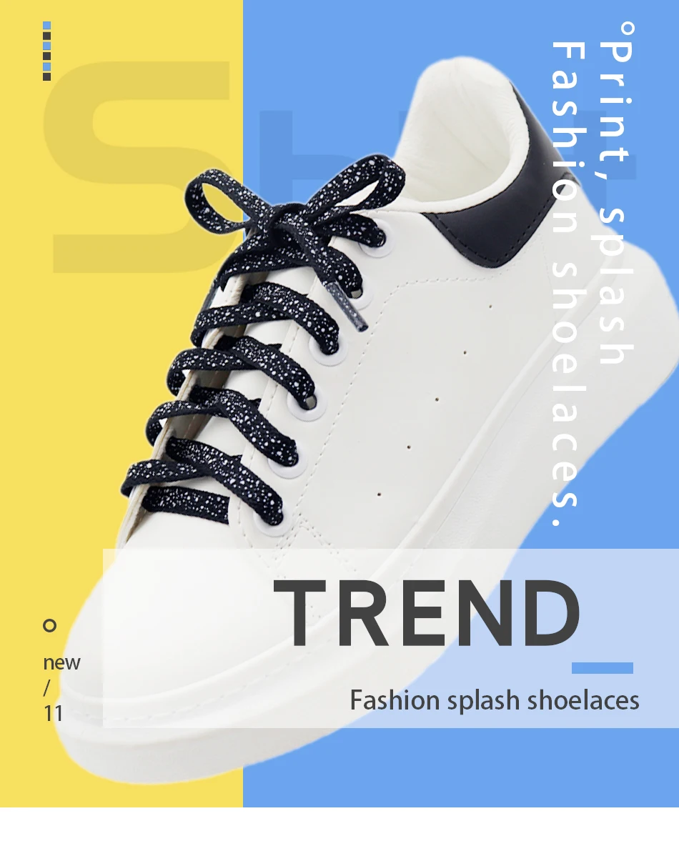Premium Weiou Schnürsenkel, gepunktet, spritzwassernde, flache Schnürsenkel, 8 mm, bedruckt, spritzende, langlebige Sneaker-Schnürsenkel, Schuhzubehör für Erwachsene – Detail 1