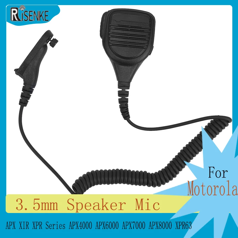 RISENKE-Speaker Mic,Walkie Talkie,Earpiece Radio for Motorola,APX,XIR,XPR Series,APX4000,APX6000, APX7000, APX8000, XPR63, 3.5mm banggood nntn7079a pmnn4485a rapid fast desktop dock charger for motorola apx8000 apx7000 apx6000 srx2200 radio walkie talkie