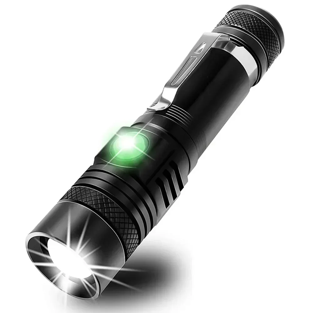 Superhelle T6-LED-Lampe mit Perlen, Taschenlampe, extern, 18650-Akku, Blitzlicht, wasserdichte Taschenlampe, Zoom, 3 Beleuchtungsmodi, USB-Ladegerät – Detail 9