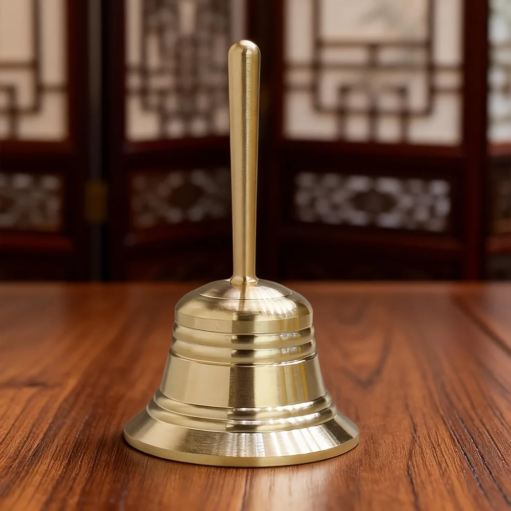 Vintage Solid Brass Hand Bell with Crisp Sound and Polished Finish