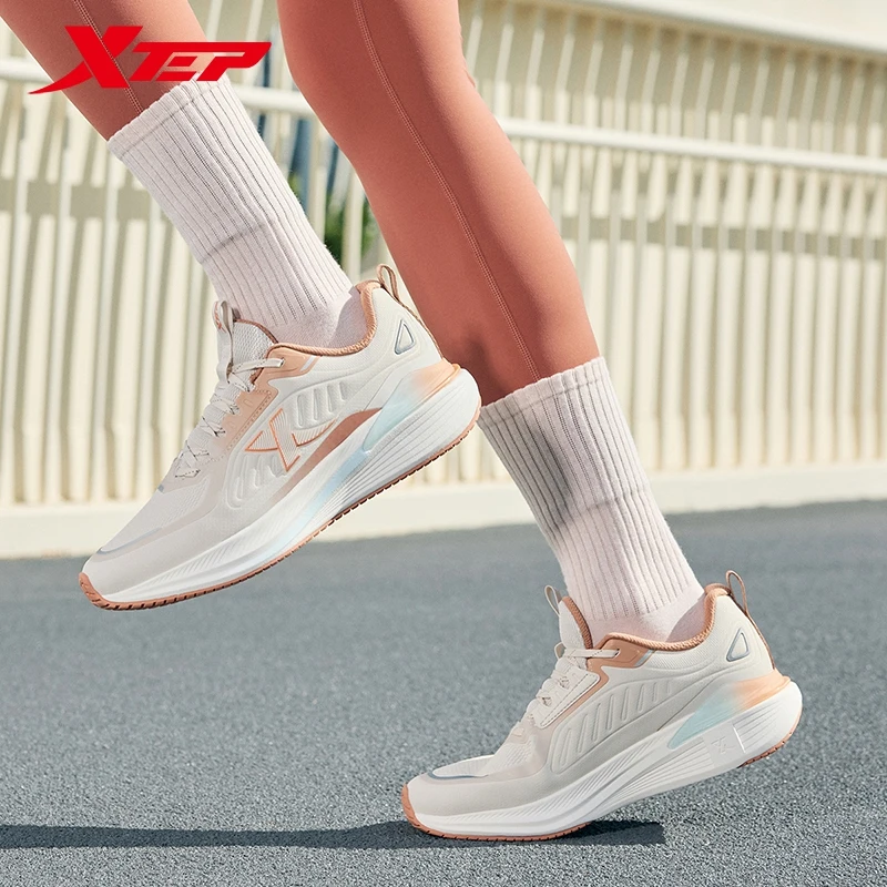 Xtep Running Shoes for Women Winter Mesh Breathable Shock-absorbing Lightweight Leather Casual Sports Shoes 976418110037