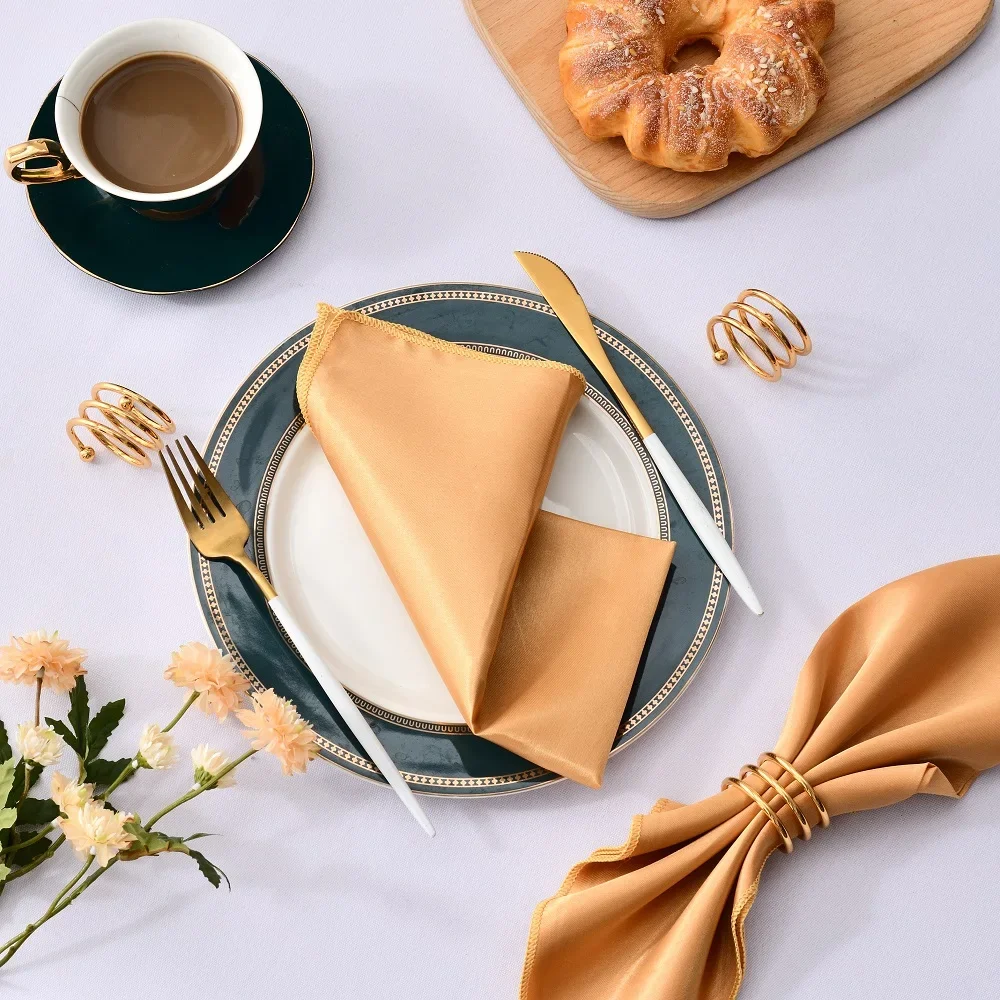 50Pcs Satin Handkerchief Soft Fabric Napkins 30x30cm Square Table Cloth Restaurant Cafe Weddings Party Home Dinner Decor Supply