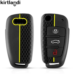 Premium Silicone Car Key Cover and Keychain - Protective Case (Black(yellowline))