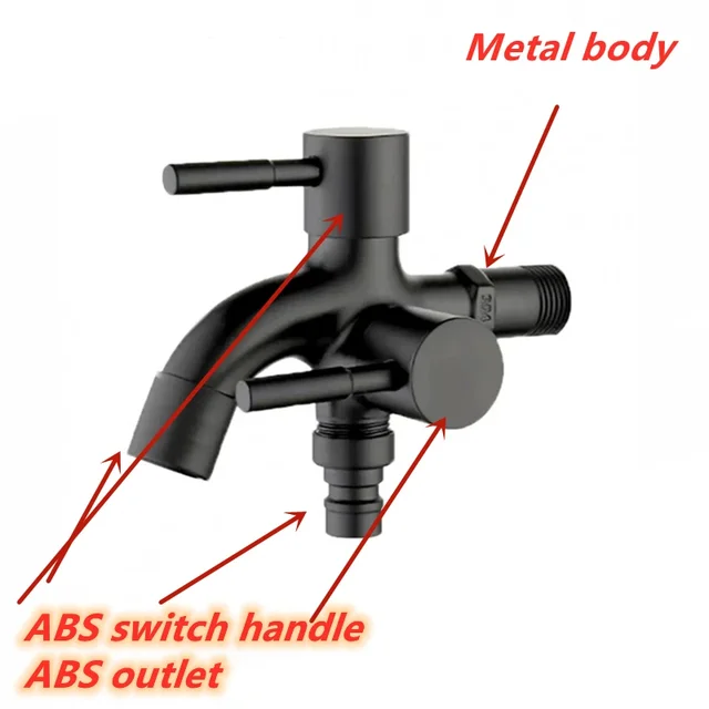 1/2" Double Outlet Faucet for Washing Machine Dual Control Water Tap One in Two out Bidet Faucet Bathroom Sink Fitting 3