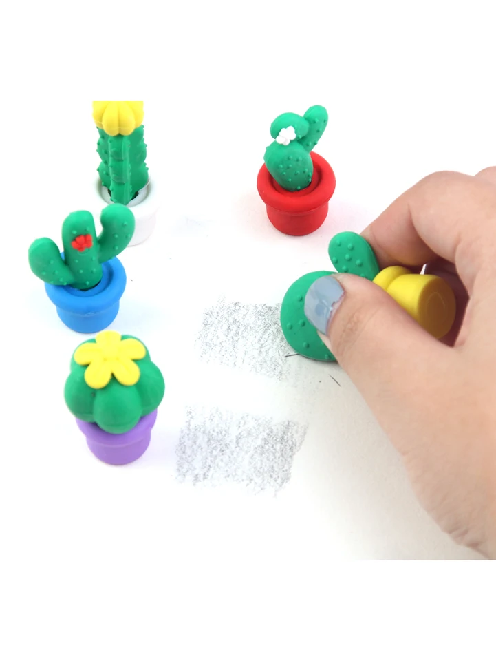 Lurrose Lot De 15 Gommes En Caoutchouc Créatives De Cactus, Taille Moyenne, Couleurs Aléatoires, Gomme Pour Étudiants, Fournitures Scolaires Pour
