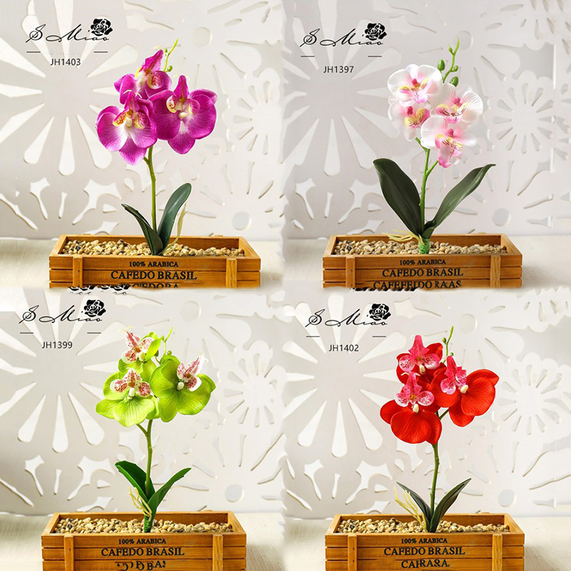 Artificial Butterfly Orchid Bunch Fake Silk Flowers Home Garden Decor Wedding Party Simulation Green Plant Desktop Vase Ornament