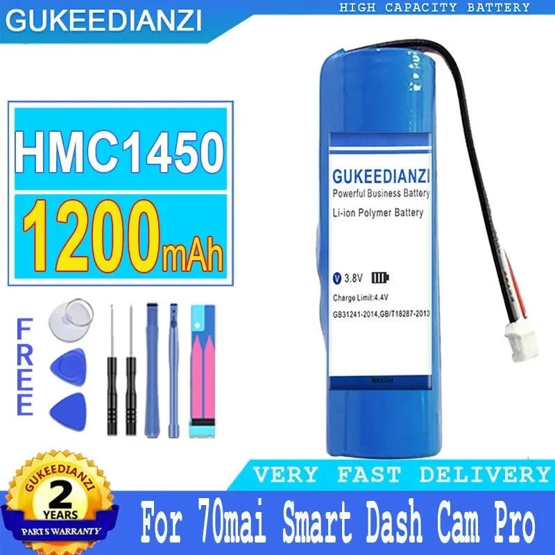 Batteria Gukeedianzi Per Smart Dash Cam Pro, Batteria Di Grande Potenza, Hmc1450, Hmc -1450, 70 Mai, 70Mai, 1200Mah