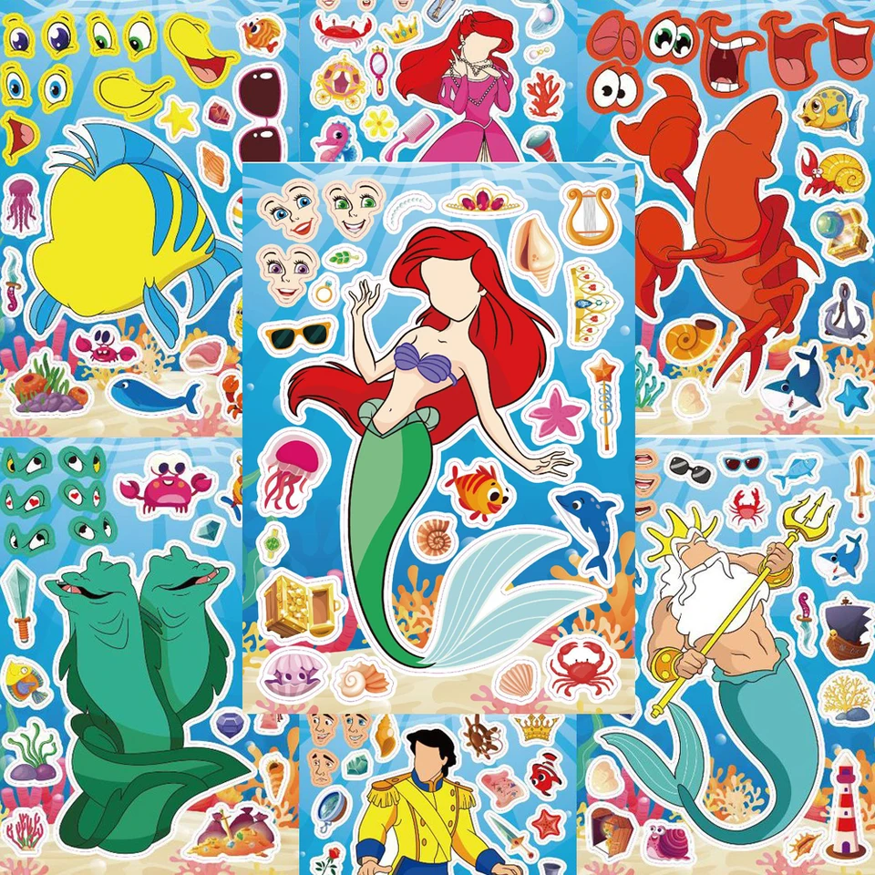 The Little Mermaid Sticker Set - Part Of Your World Collection, 4 Vinyl Broadway Stickers, 3x3 Inches Each