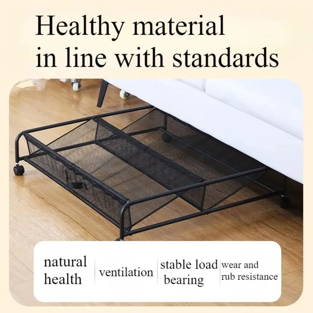 Under The Bed Shoe Storage with Wheels Bedroom Movable Save Space Stored Shoes Cabinet Large Capacity Metal Storage Shoe Rack