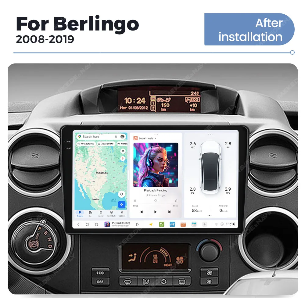DUDUAUTO Android 13 Carplay Für Citroen Berlingo 2 B9 Peugeot Partner 2008-2019 Auto Radio Multimedia Player DSP WIFI + 4G Stereo – Detail 3
