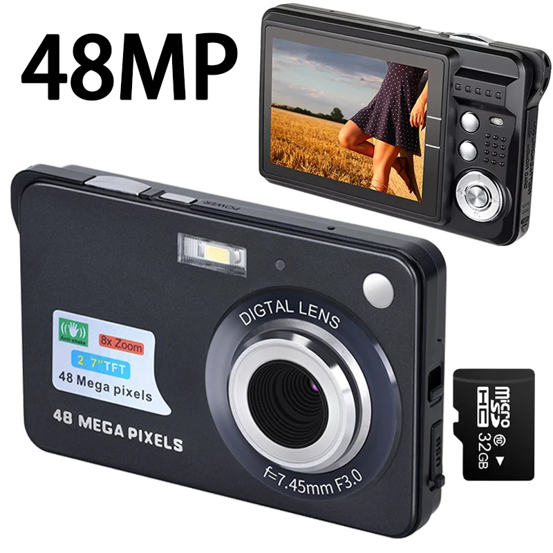 48MP LCD Screen HD Digital Child Camera Video Camera Outdoor Anti-Shake Instant Photo Rechargeable Photography Camcorder digital camera