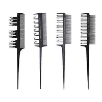 4 Style Professional Hair Dyeing Highlight Hair Brush Double-Sided Hook Rat Tail Comb Barber Hairdressing Comb Hair Styling Tool 2