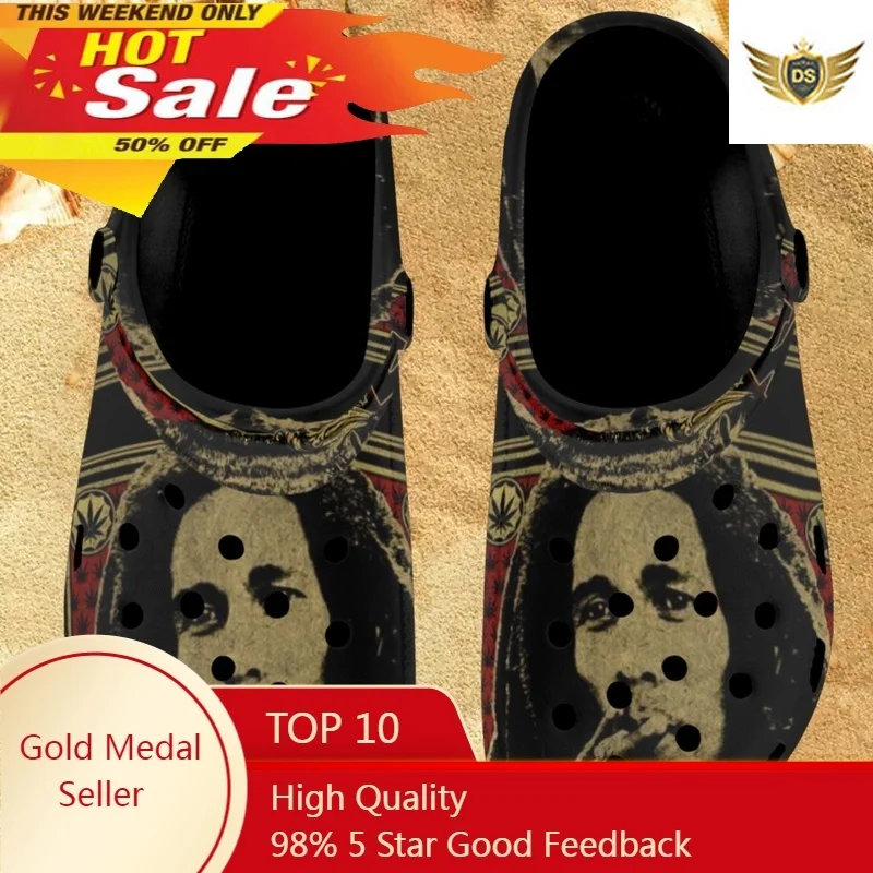 

Bob-Marley Pattern Comfortable Adults Pool Sandals Summer Beach Wading Shoes Casual Shower Slide Slippers Zapatos