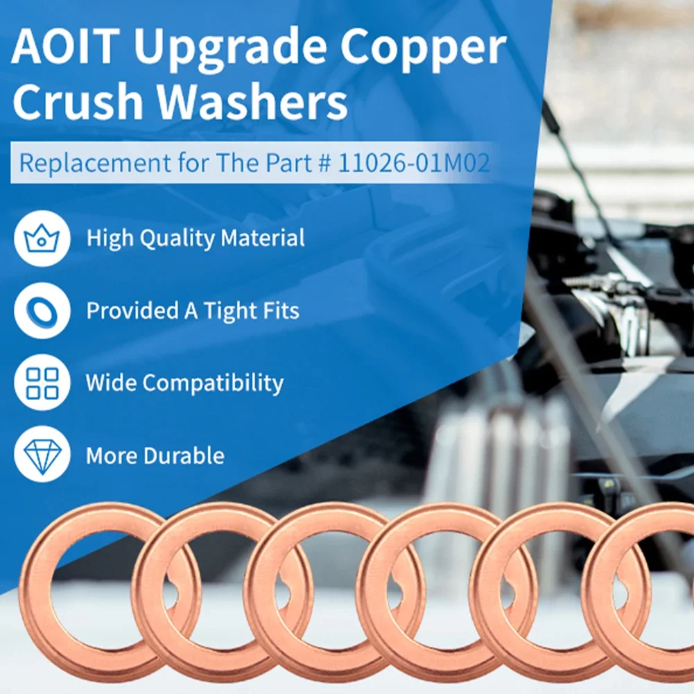 10Pcs Car Oil Drain Plug Crush Washer Car Engine Oil Drain Plug Gasket for Nissan Qichen Pan Copper Washer Plate