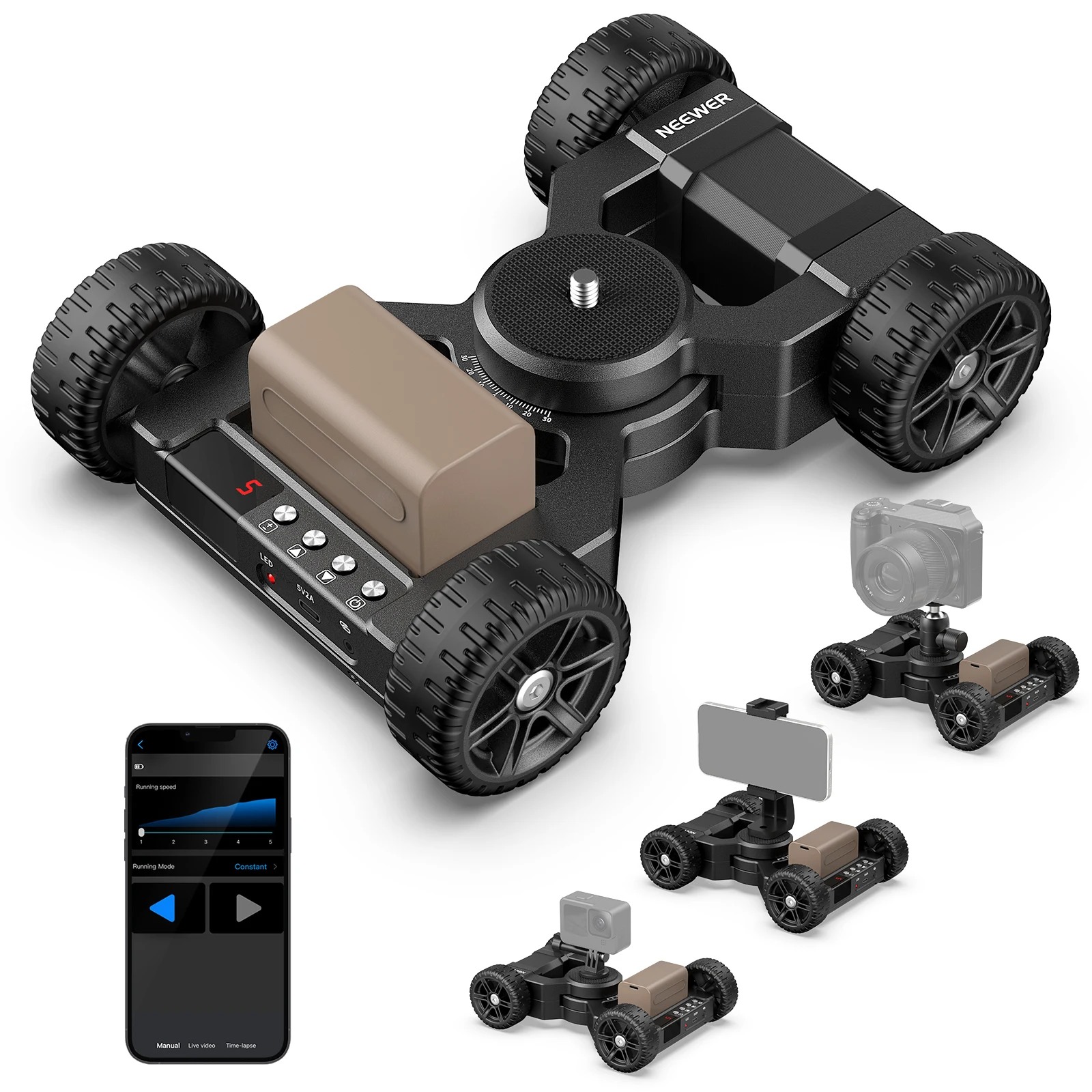 Description Picture 2 of itemNEEWER Motorized Camera Slider Dolly Kit with App Control, Ultra Quiet Dual Motor For GoPro iPhone Samsung DSLR Camera Camcorder