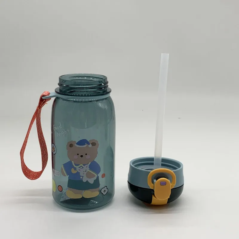 

380ML Cartoon Water Cup With Straw Cute Bear Leakproof Water Bottles Outdoor Portable Drink Bottle Children's Lovely Cups