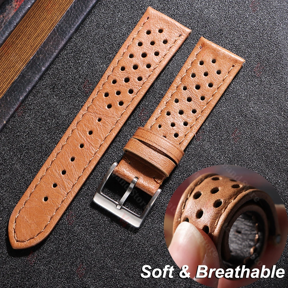 Premium Vintage Calfskin Leather Watch Band - Breathable Sport Bracelet Accessory