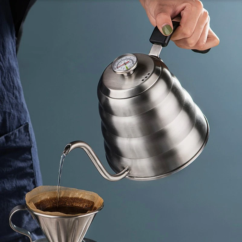 

Кофейник с длинным ртом и тонким ртом, ушной термометр, кофейник из нержавеющей стали 304 с облачным фильтром, бытовая техника для кофе, посуда для кофе, бар