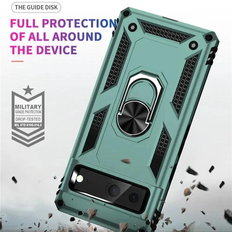 Stylish Magnetic Ring Holder Shockproof Phone Case with Protective Armor Back Cover