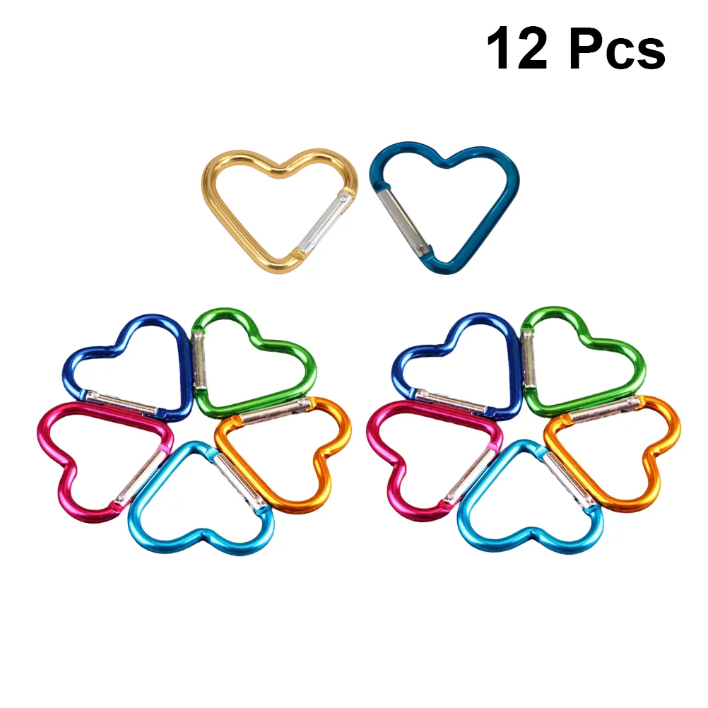 

12pcs Climbing Button Carabiner Heart Shape Heteromorphism Mountaineering Hook Outdoor Supplies for Men Women (Random Color)