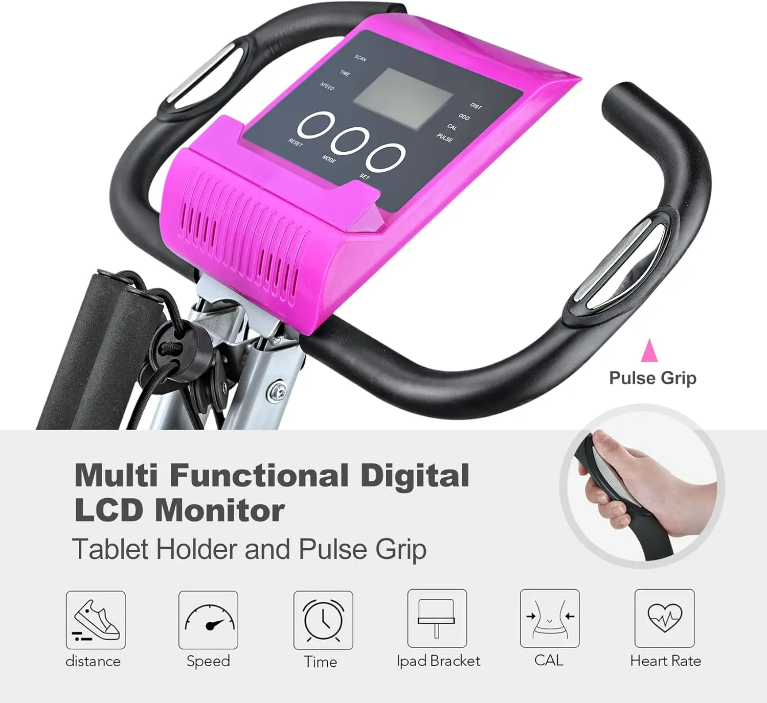 Exercise Bike Portable Upright Adjustable Backrest Cycling Recumbent Stationary Bike Slim Indoor Workout Fitness Cardio