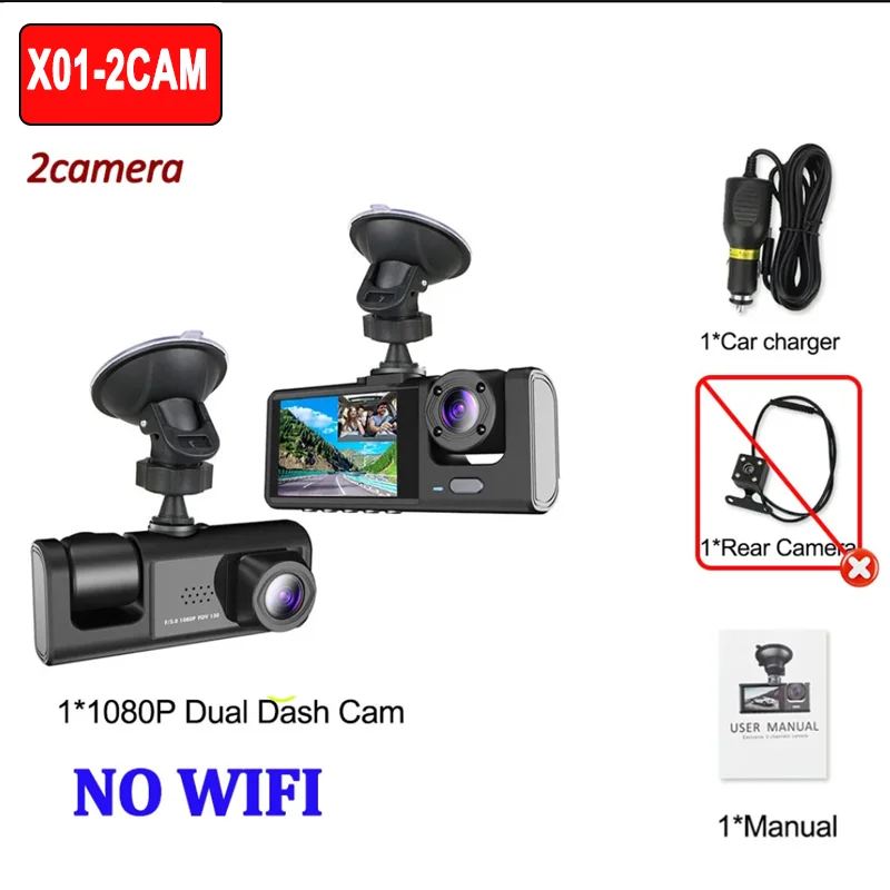 מצלמת רכב 1080P Car Dvr WiFi APP 3/2Lens Dash Cam עבור מצלמת רכב עבור מצלמת רכב קדמית ואחורית עם ראיית לילה Dashcam