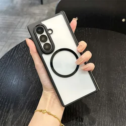 Magnetic Matte Foldable Phone Case with Transparent Hinge Protection for Galaxy Z Fold7 (Transparent)
