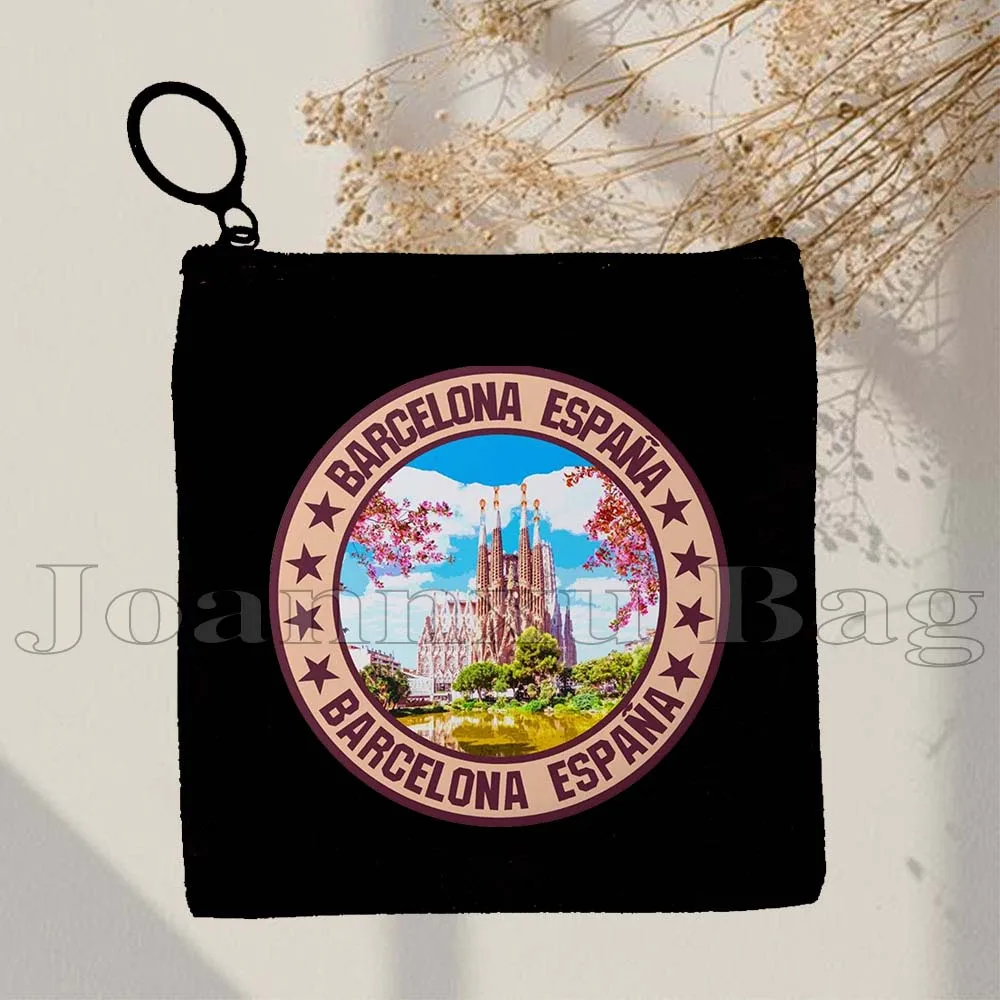Barcelona Spain Brussels Greenland Los Angeles Madrid Massachusetts Carolina San Antonio Coin Purse Key Case Bag Wallet Pouch
