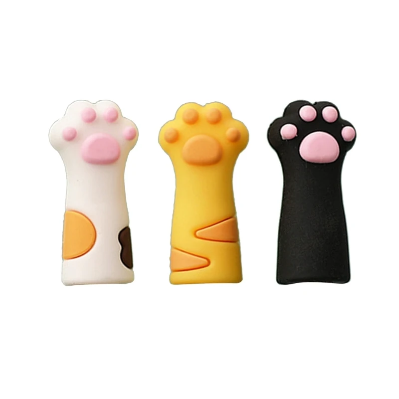 

3Pieces Cat Paw Pencil Cartoon Pencil Anti-Chewing Silicone Pencil Cap for Kid Student Class Reward