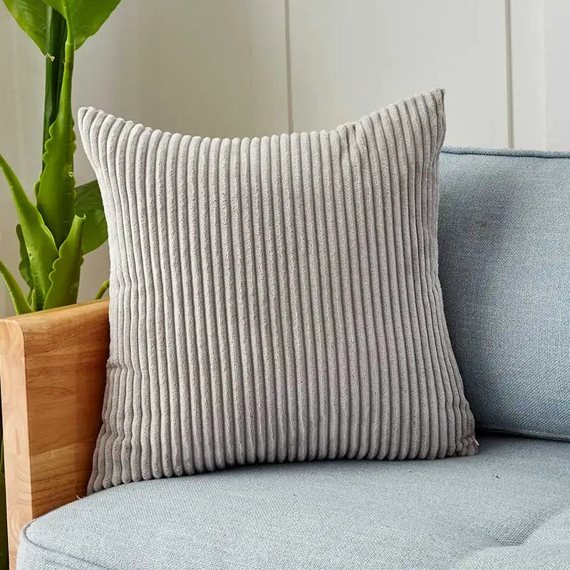 

Gray Cushion Covers Super-Soft Striped Velvet Corduroy Home Decor Pillow 45x45cm Cover for Sofa Pillow Case