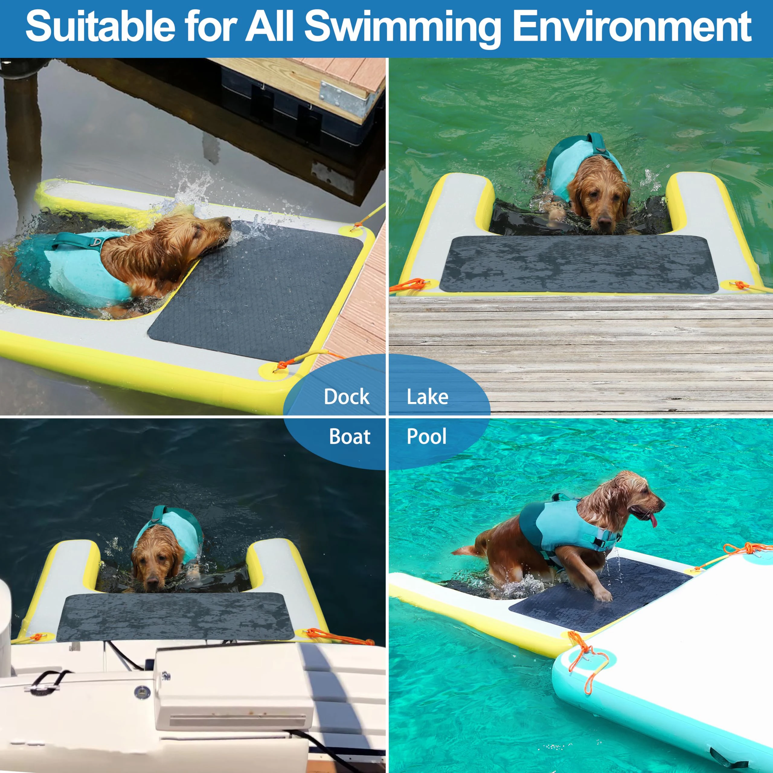 Non Slip Dog Water Ramp Extra Large Inflatable Dog Water Ramp With EVA ...