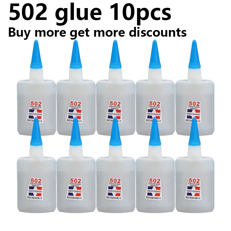 10pcs 502 Super Glue Instant Quick Dry Cyanoacrylate Strong Adhesive Quick Bond Leather Rubber