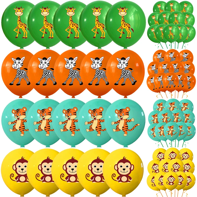 Cartoon Animals Lion Monkey Elephant Leopard Latex Balloons Jungle Safari Birthday Party Air Globos Decorazioni Giocattoli Regalo Per Bambini