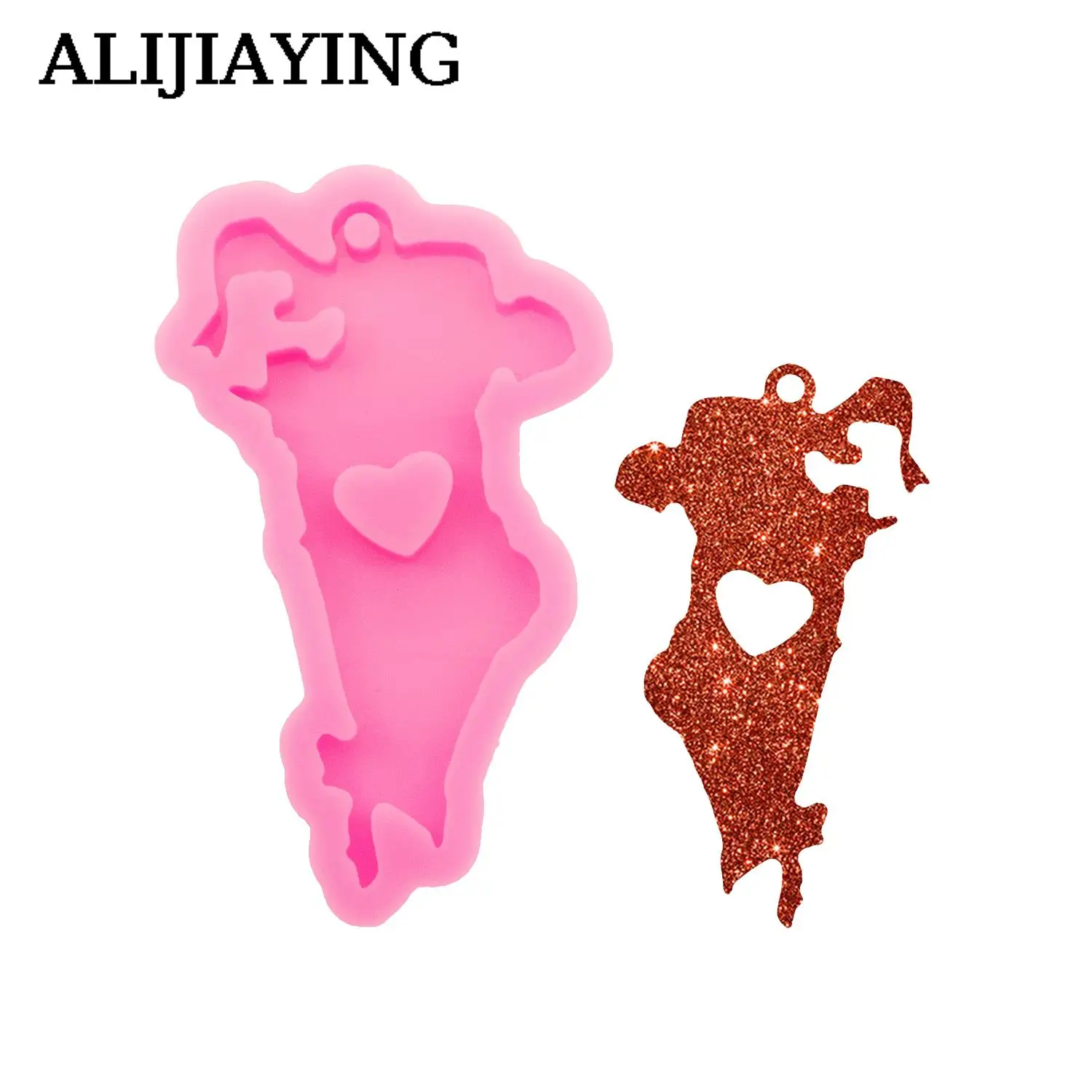 DY1435 Glossy Bahrain Map Epoxy Resin Silicone Keychain Molds Crafts Art, Fondant Chocolate