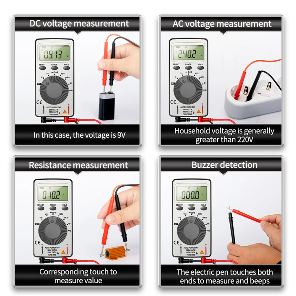 ANENG AN101 Mini Digital Multimeter1999 T-RMS AC/DC NCV Capacitance Ammeter Voltmeter Tester multimetro digital profesional test 5