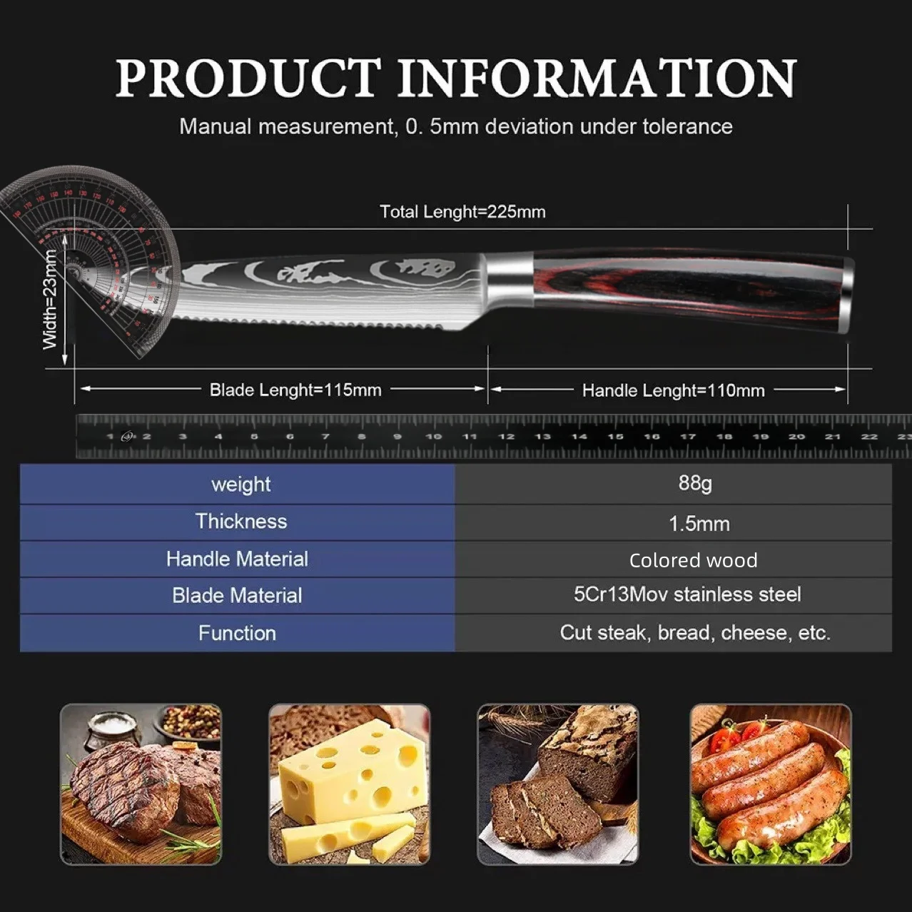 2/4/6/8-P High Hardness 4.5″laser Pattern Damascus Steak Knife Set Kitchen Stainless Steel With Wooden Handle High-quality Fork 6 2/4/6/8-P High Hardness 4.5"laser Pattern Damascus Steak Knife Set Kitchen Stainless Steel With Wooden Handle High-quality Fork 6